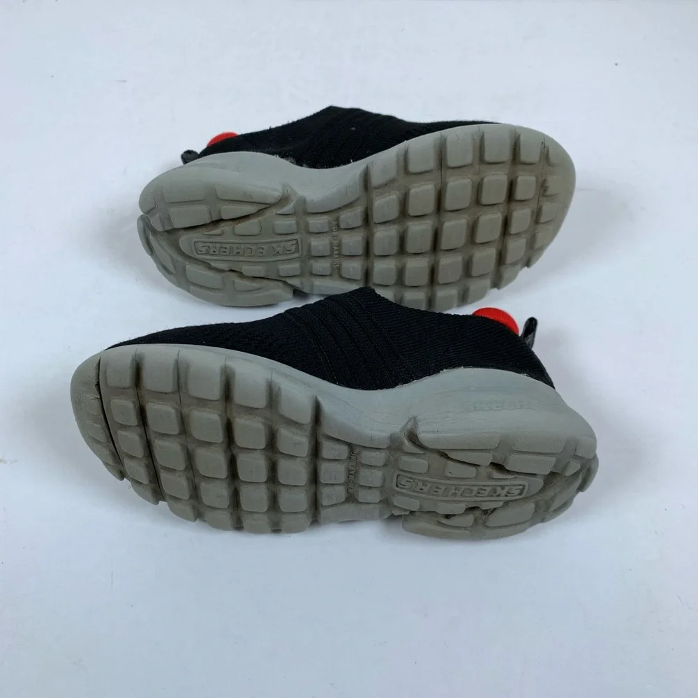 Skechers Razor Flex Black Red Slip On Low Top Comfort Shoes Toddler Sz 8 (S449)